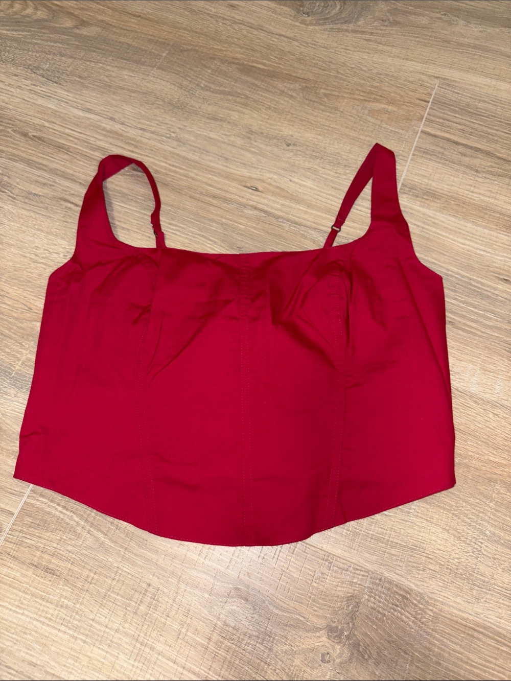 Red Square Neck Cropped Tank Top - Unbranded